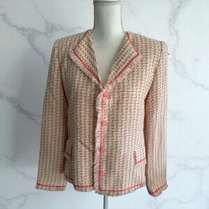 BOB MACKIE Peach Boucle Button Blazer Jacket Size 12